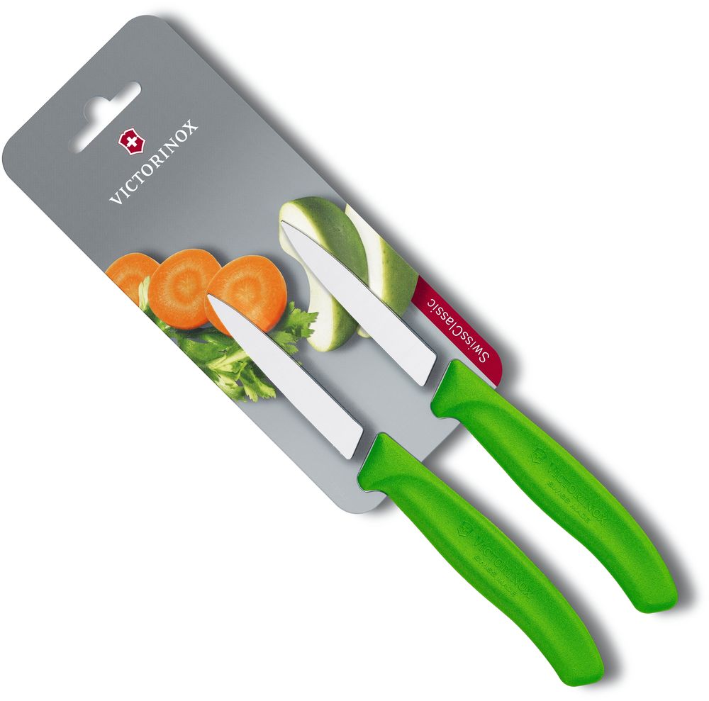 Swiss Army Brands 2024 Kitchen Swiss Classic Paring - 2 Packs 3.25In Spear Point, Straight Blade Green Packaged - VIC-6.7606.L114B
