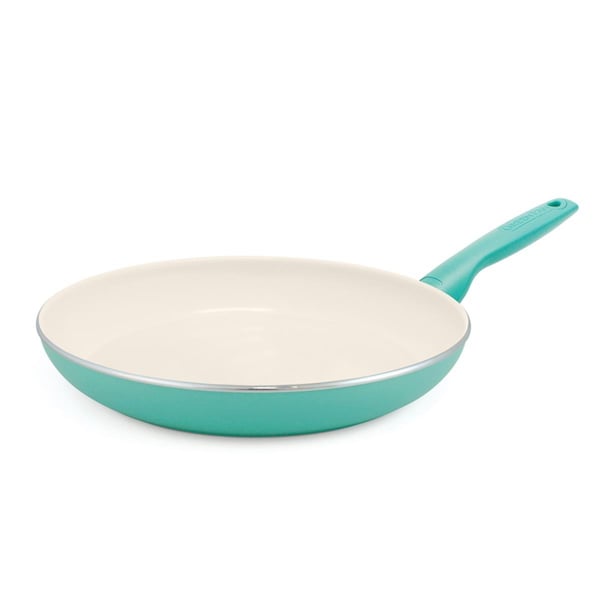 The Cookware The Cookware 6036855 12 in. GreenPan Rio Ceramic Coated Aluminum Fry Pan; Turquoise - 6036855