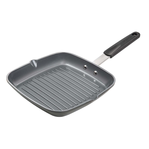 Masterpan 10 in. Non-Stick Aluminium Cookware Grill Pan with Stainless Steel Chefs Handle - MP-155