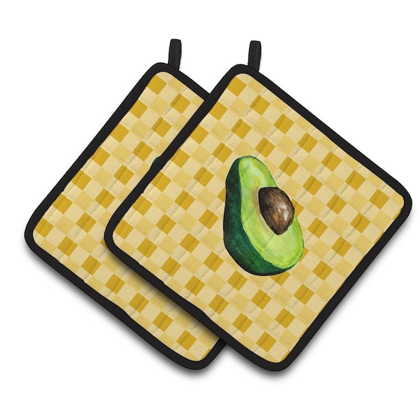 Carolines Treasures Sliced Avacado on Basketweave Pair of Pot Holders - BB7221PTHD