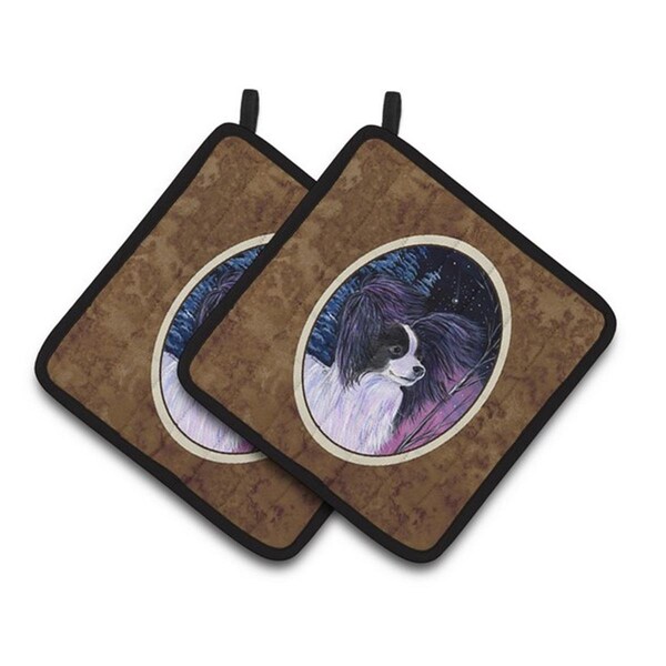 Carolines Treasures Starry Night Papillon Pair of Pot Holders, 7.5 x 3 x 7.5 in. - SS8377PTHD