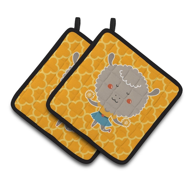 Carolines Treasures Cheerleader Lamb Sheep Pair of Pot Holders - BB6730PTHD