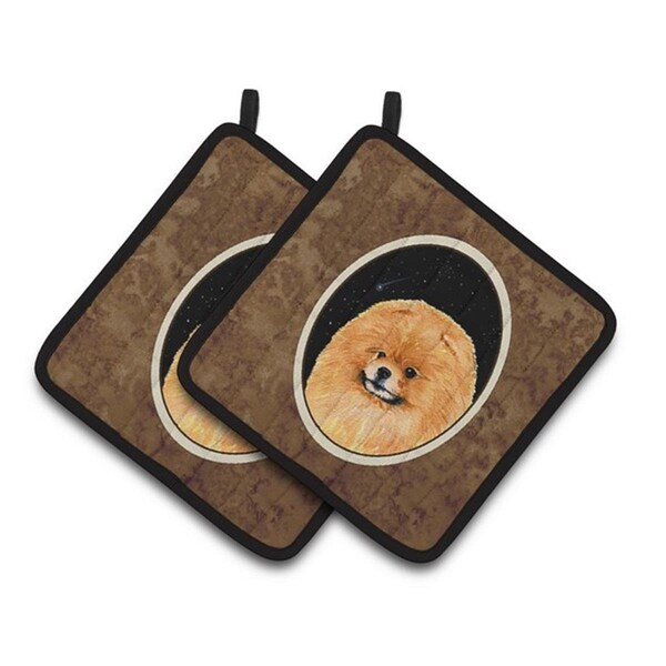 Carolines Treasures Starry Night Pomeranian Pair of Pot Holders, 7.5 x 3 x 7.5 in. - SS8481PTHD