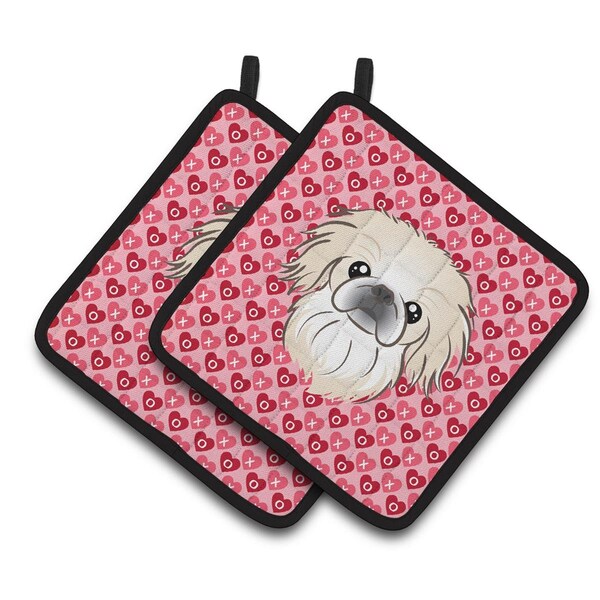 Carolines Treasures Pekingese Hearts Pair of Pot Holders - BB5291PTHD