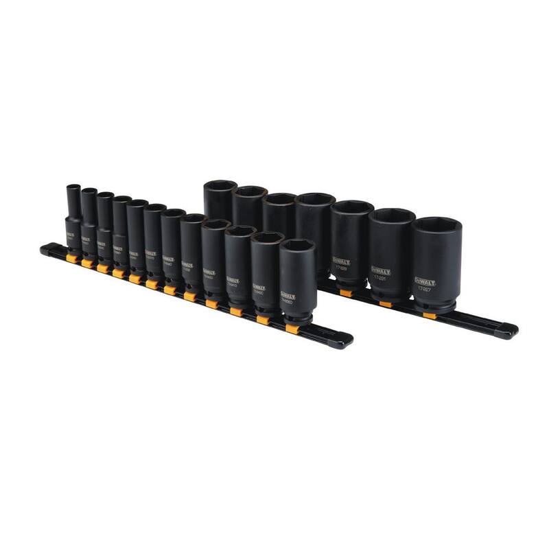 Juego de Llave de Impacto Inalámbrica DEWALT 20V MAX de Iones de Litio de 1/2 pulgadas con Juego de Llaves de Impacto Profundas SAE de 1/2 pulgadas (19 piezas) - DCF900P1WT19239