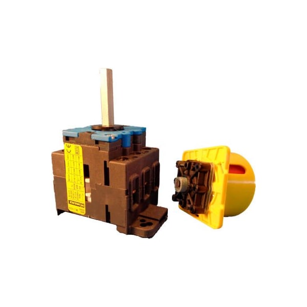 Springer Controls Co Springer Controls/MERZ ML1-025-SR3, 25A, 3 polos, interruptor de desconexión, rojo/amarillo, montaje en riel din, bloqueable - ML1-025-SR3