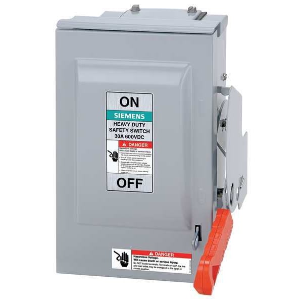 Interruptor de desconexión de seguridad de fusibles solares Siemens, 600V AC/DC, NEMA 1 - HF363PVPG