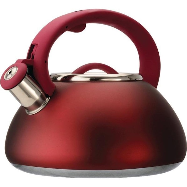Primula Avalon Series PAVRE-6225 Whistling Tea Kettle, 2.5 qt Capacity, Stay-Cool Handle, Steel, Red - PAVRE-6225-2