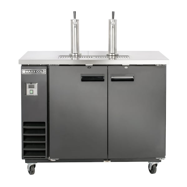 Maxx Cold Beer Tower, 10.5 CUFT, SS Top, BLK Ext., 2- 3" Polished SS Dispenser - MXBD48-2B