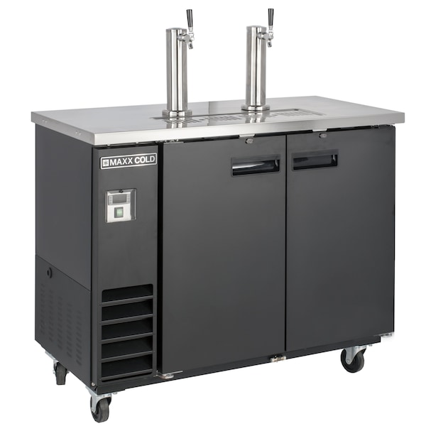 Maxx Cold Beer Tower, 10.5 CUFT, SS Top, BLK Ext., 2- 3" Polished SS Dispenser - MXBD48-2B