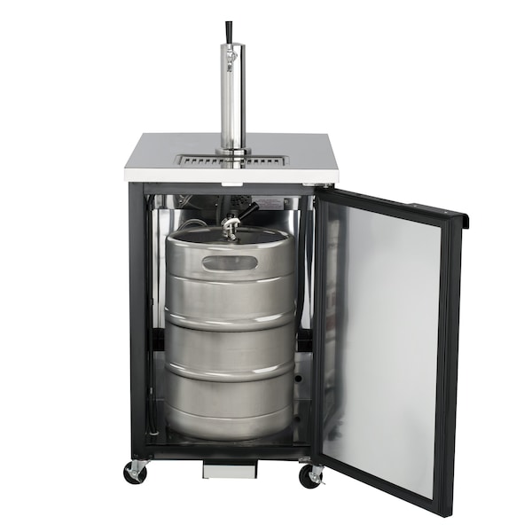 Maxx Cold Single Tower Beer Dispenser, 23.3 in.W, 7.2 cu. ft., 1 Barrel/Keg Storage, Black with Stainless Top - MXBD24-1BHC