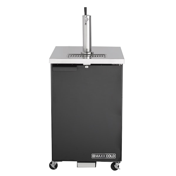 Maxx Cold Single Tower Beer Dispenser, 23.3 in.W, 7.2 cu. ft., 1 Barrel/Keg Storage, Black with Stainless Top - MXBD24-1BHC