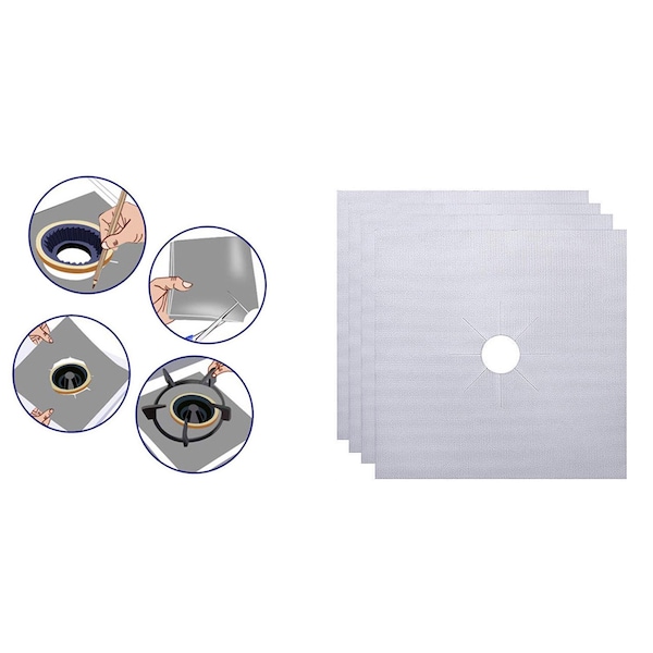 1947Kitchen Non-Stick Stove Covers and Burner Protector, 4PK - TI-4SFC-SIL