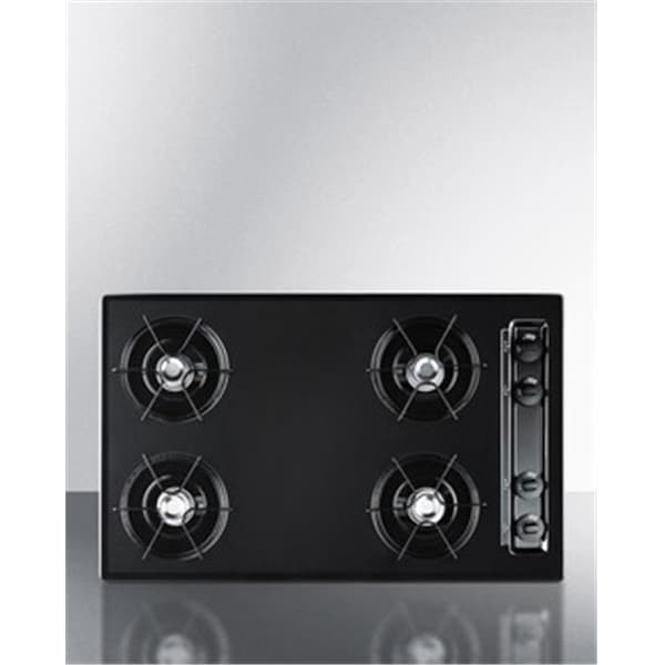 Summit Summit TNL053 30 in. Wide 4 Burner Gas Cooktop; Black with Gas Spark Ignition - TNL053