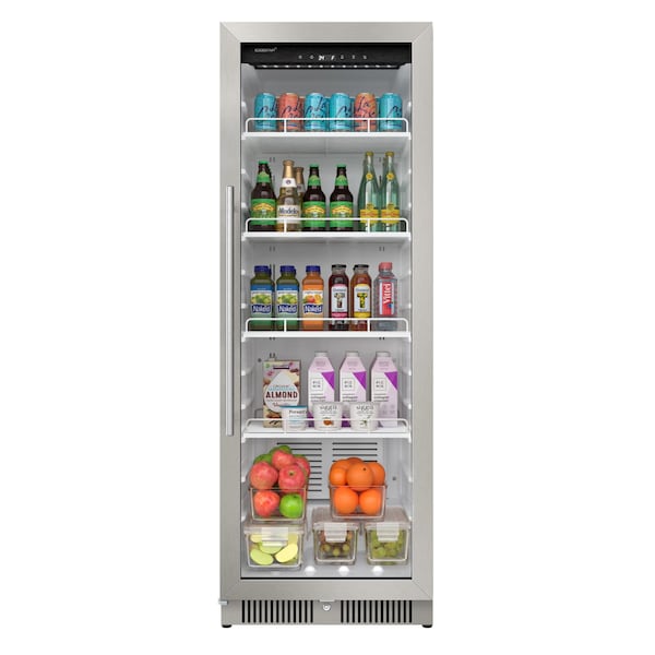 Edgestar 22 Inch Wide 101 Cu Ft Commercial Beverage Merchandiser W Temperature Alarm and Reversible Door - VBM101SS