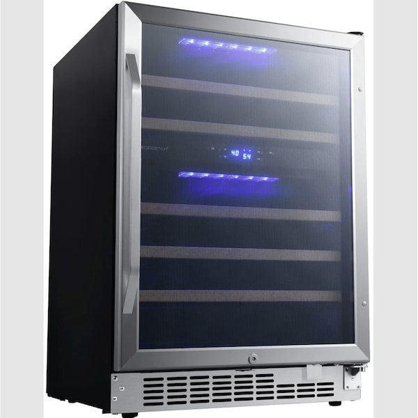 Edgestar 24 Inch Wide 46 Bottle BuiltIn Dual Zone Wine Cooler with Reversible Door and LED Lighting - CWR462DZ