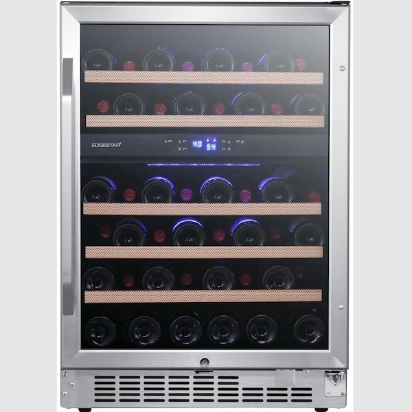 Edgestar 24 Inch Wide 46 Bottle BuiltIn Dual Zone Wine Cooler with Reversible Door and LED Lighting - CWR462DZ