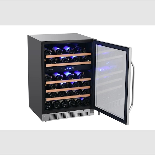 Edgestar 24 Inch Wide 46 Bottle BuiltIn Dual Zone Wine Cooler with Reversible Door and LED Lighting - CWR462DZ