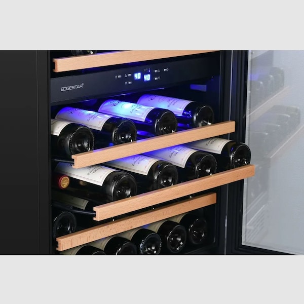 Edgestar 24 Inch Wide 46 Bottle BuiltIn Dual Zone Wine Cooler with Reversible Door and LED Lighting - CWR462DZ