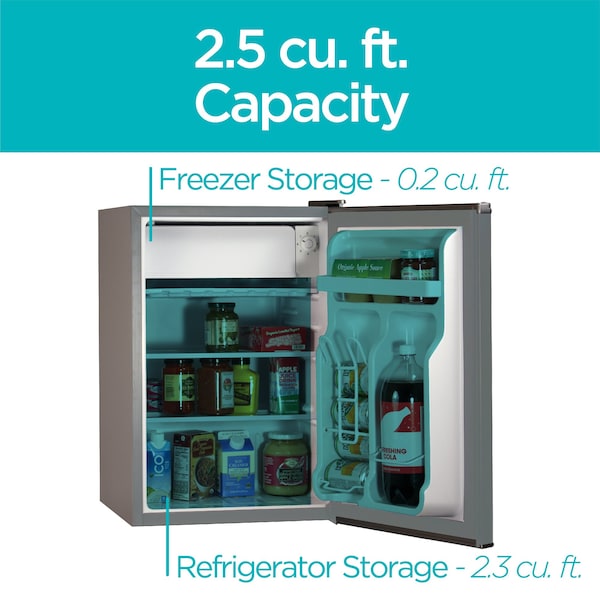 Black & Decker Compact Refrigerator Energy Star Single Door Mini Fridge with Freezer, 2.5 Cubic Feet, VCM - BCRK25V