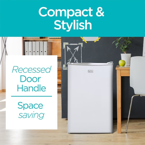 Black & Decker Compact Refrigerator Energy Star Single Door Mini Fridge with Freezer, 4.3 Cubic Ft., White - BCRK43W
