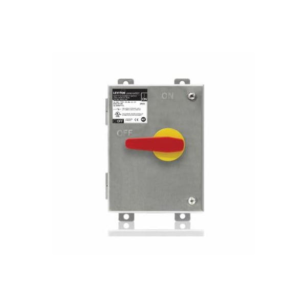 Interruptor de desconexión montado en gabinete Leviton sin fusibles, 100 A, 600 V, NEMA 3R, 4X, 12k, 13 - MDS1-AX