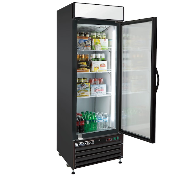 Maxx Cold Refrigerator 23 cu.ft., Single Door, Comm. Merchandiser, Black/Glass - MXM1-23RB