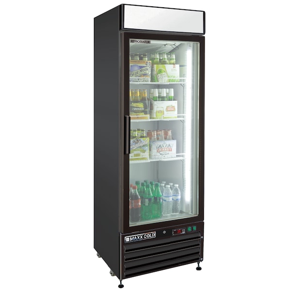 Maxx Cold Refrigerator 23 cu.ft., Single Door, Comm. Merchandiser, Black/Glass - MXM1-23RB