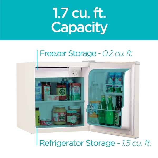 Black & Decker Compact Refrigerator Energy Star Single Door Mini Fridge with Freezer, 1.7 Cubic Ft., White - BCRK17W