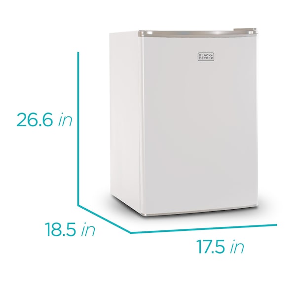 Black & Decker Compact Refrigerator Energy Star Single Door Mini Fridge with Freezer, 2.5 Cubic Ft., White - BCRK25W