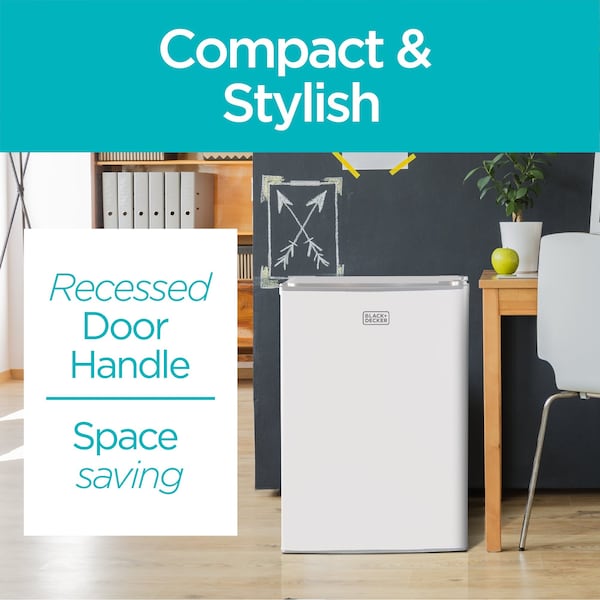 Black & Decker Compact Refrigerator Energy Star Single Door Mini Fridge with Freezer, 2.5 Cubic Ft., White - BCRK25W