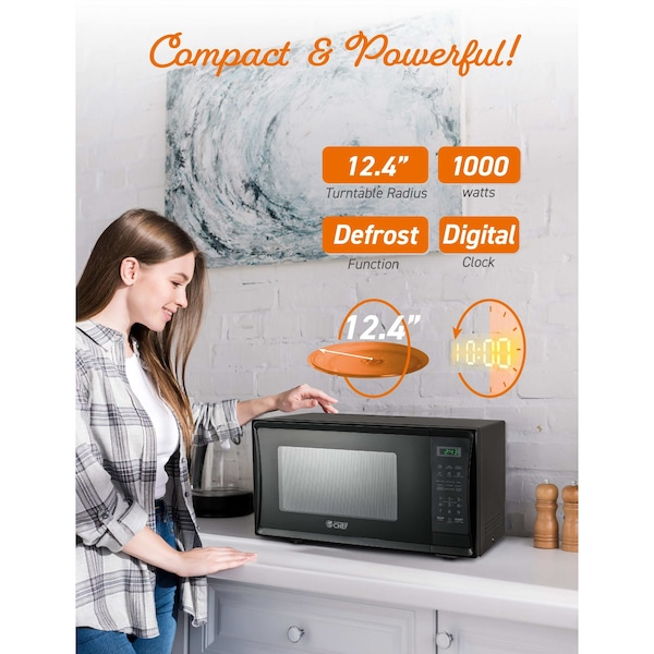 Commercial Chef 1000 - Watt Countertop Microwave Oven - CHM11MB