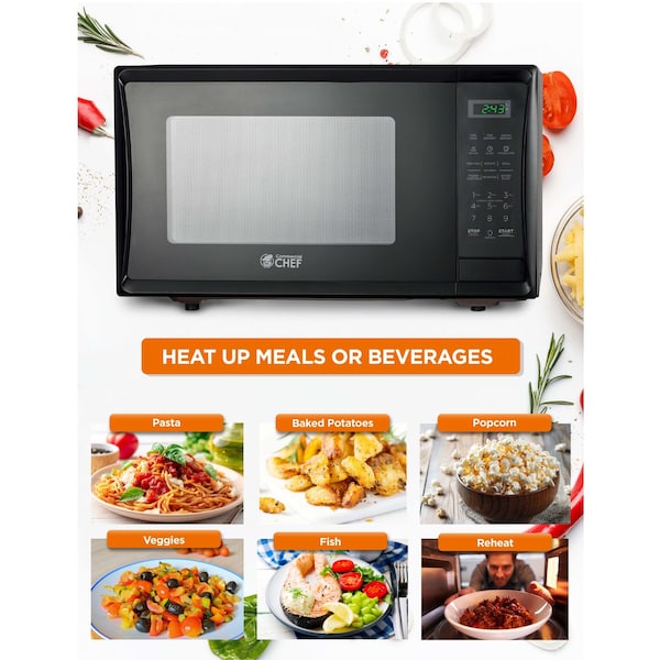 Commercial Chef 1000 - Watt Countertop Microwave Oven - CHM11MB