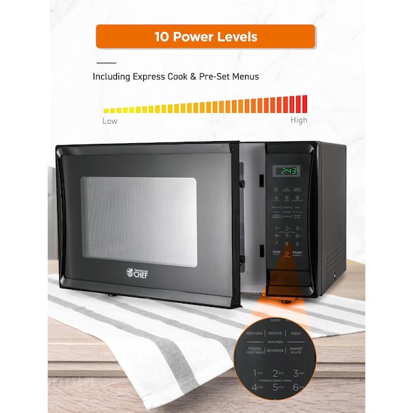Commercial Chef 1000 - Watt Countertop Microwave Oven - CHM11MB