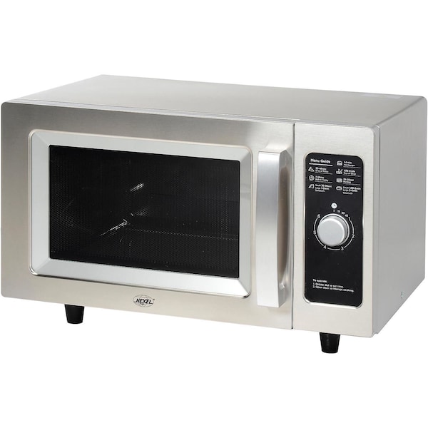 Nexel Commercial Microwave Oven, 0.9 Cu. Ft., 1000 Watts, Dial Control, Stainless Steel - 242942