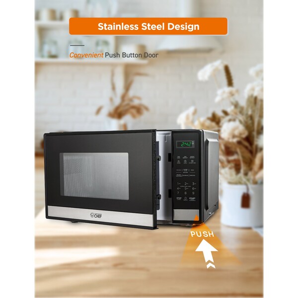 Commercial Chef 0.9 cu ft. Countertop Microwave Oven, Stainless Steel - CHM9MS