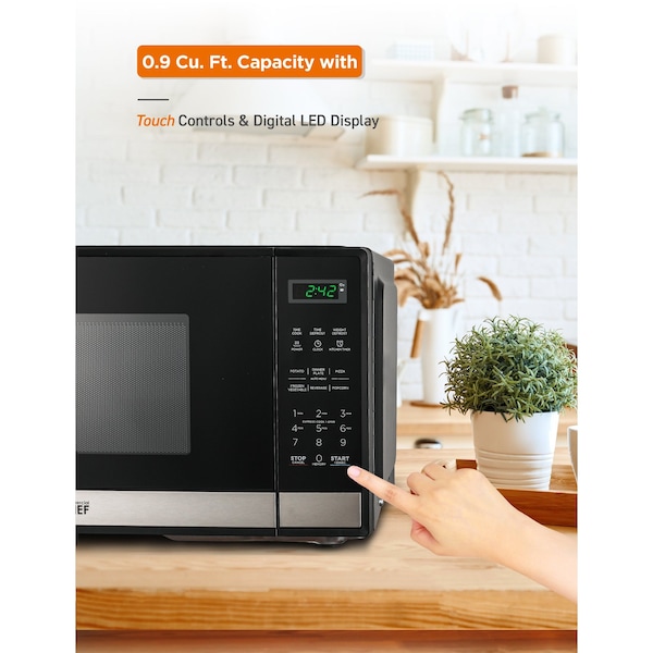 Commercial Chef 0.9 cu ft. Countertop Microwave Oven, Stainless Steel - CHM9MS