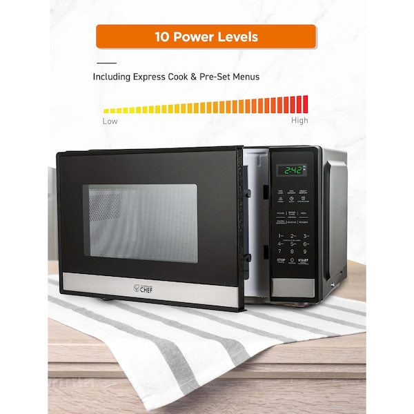 Commercial Chef 0.9 cu ft. Countertop Microwave Oven, Stainless Steel - CHM9MS