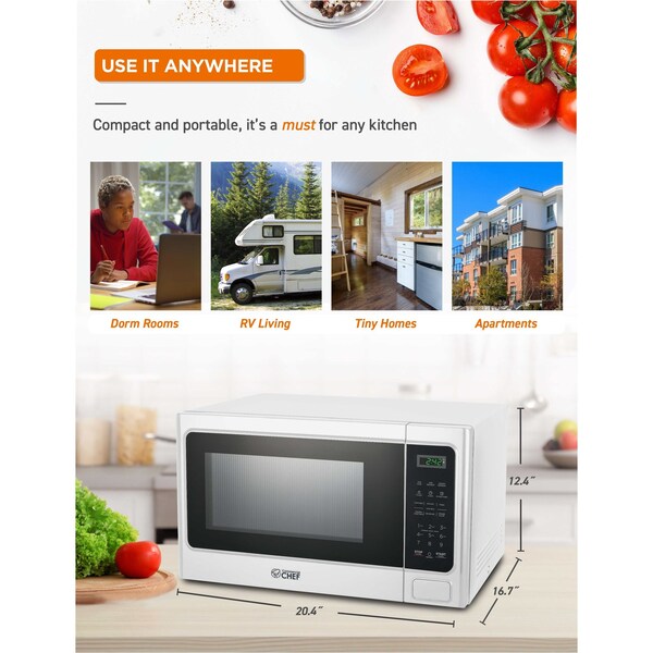 Commercial Chef 1.3 cu ft. 1000 - Watt Countertop Microwave Oven - CHM13MW6