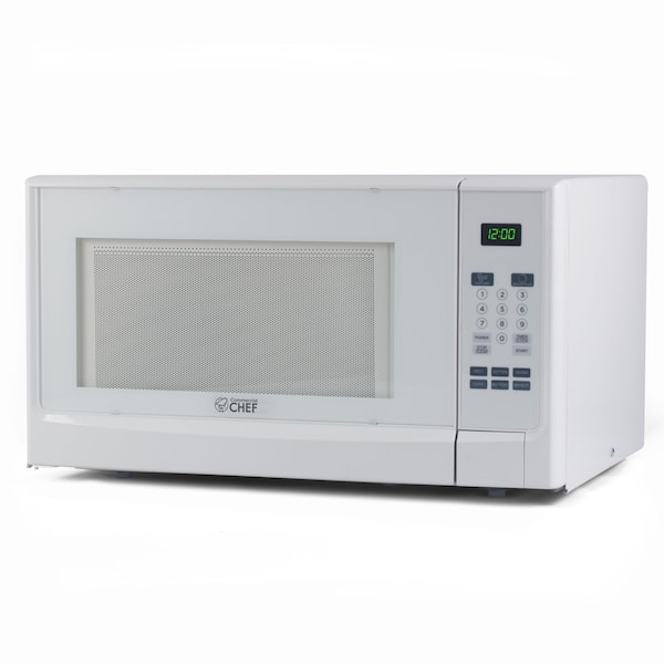 Commercial Chef 1.4 Cu.Ft. Countertop Microwave Oven - 1100 Watts, Small Compact Size, 10 Power Levels, White - CHM14110W6C