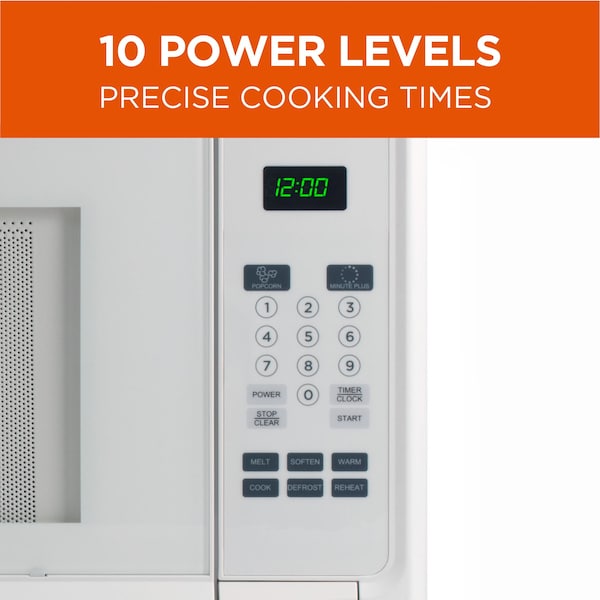 Commercial Chef 1.4 Cu.Ft. Countertop Microwave Oven - 1100 Watts, Small Compact Size, 10 Power Levels, White - CHM14110W6C