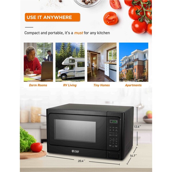 Commercial Chef 1.3 cu ft. 1000 - Watt Countertop Microwave Oven - CHM13MB6