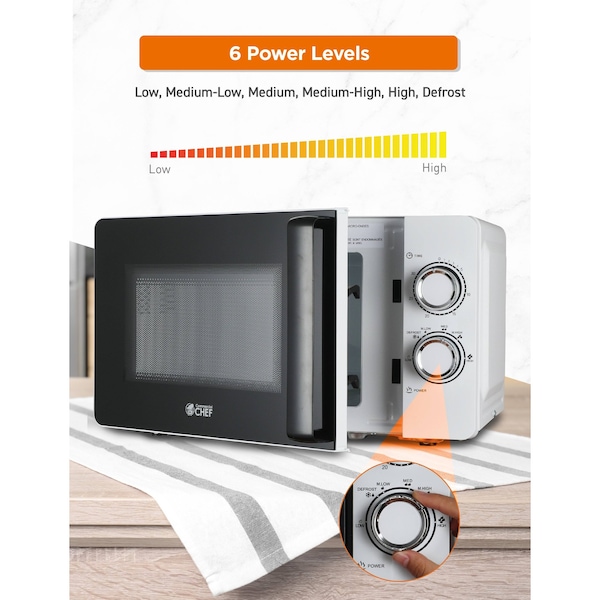 Commercial Chef 0.7 cu ft. 700 - Watt Countertop Microwave Oven, White - CHM7DWD