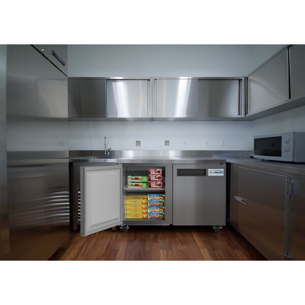 Koolmore 48" Stainless Steel 2 Door Worktop Commercial Freezer with 3 1/2 Backsplash - 12 cu.ft,  - FWT-2D-12C
