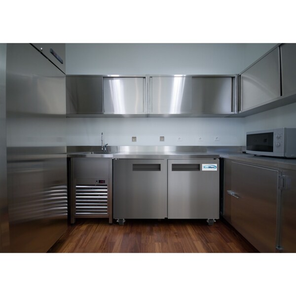Koolmore 48" Stainless Steel 2 Door Worktop Commercial Freezer with 3 1/2 Backsplash - 12 cu.ft,  - FWT-2D-12C