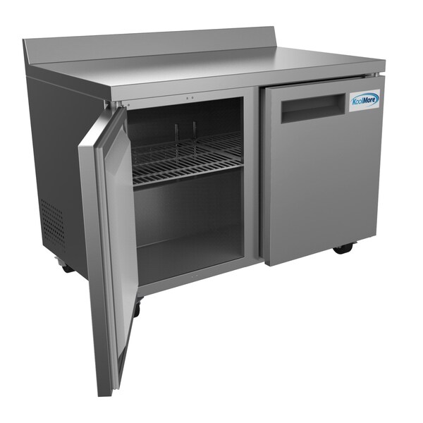 Koolmore 48" Stainless Steel 2 Door Worktop Commercial Freezer with 3 1/2 Backsplash - 12 cu.ft,  - FWT-2D-12C