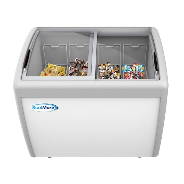Koolmore Commercial Ice Cream Freezer Display Case, Glass Top Chest Freezer with 4 Storage Baskets and Clear - MCF-12C