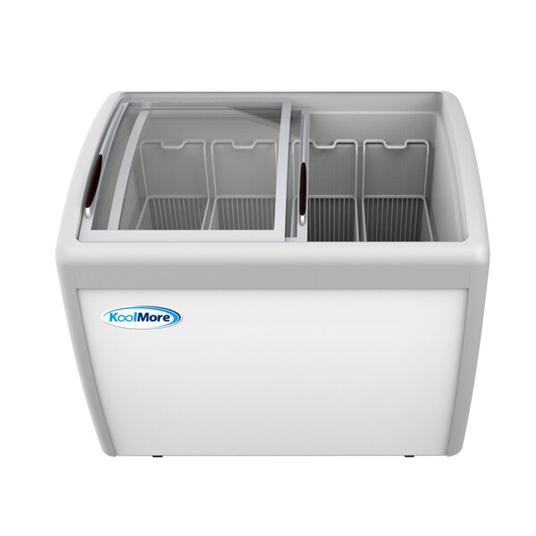 Koolmore Commercial Ice Cream Freezer Display Case, Glass Top Chest Freezer with 4 Storage Baskets and Clear - MCF-12C