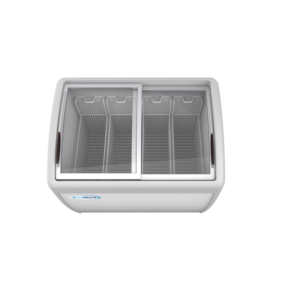 Koolmore Commercial Ice Cream Freezer Display Case, Glass Top Chest Freezer with 4 Storage Baskets and Clear - MCF-12C
