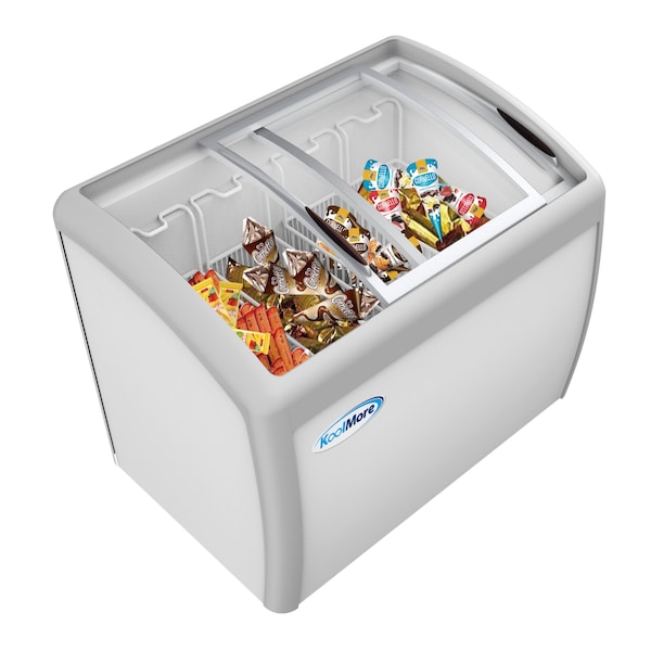 Koolmore Commercial Ice Cream Freezer Display Case, Glass Top Chest Freezer with 4 Storage Baskets and Clear - MCF-12C